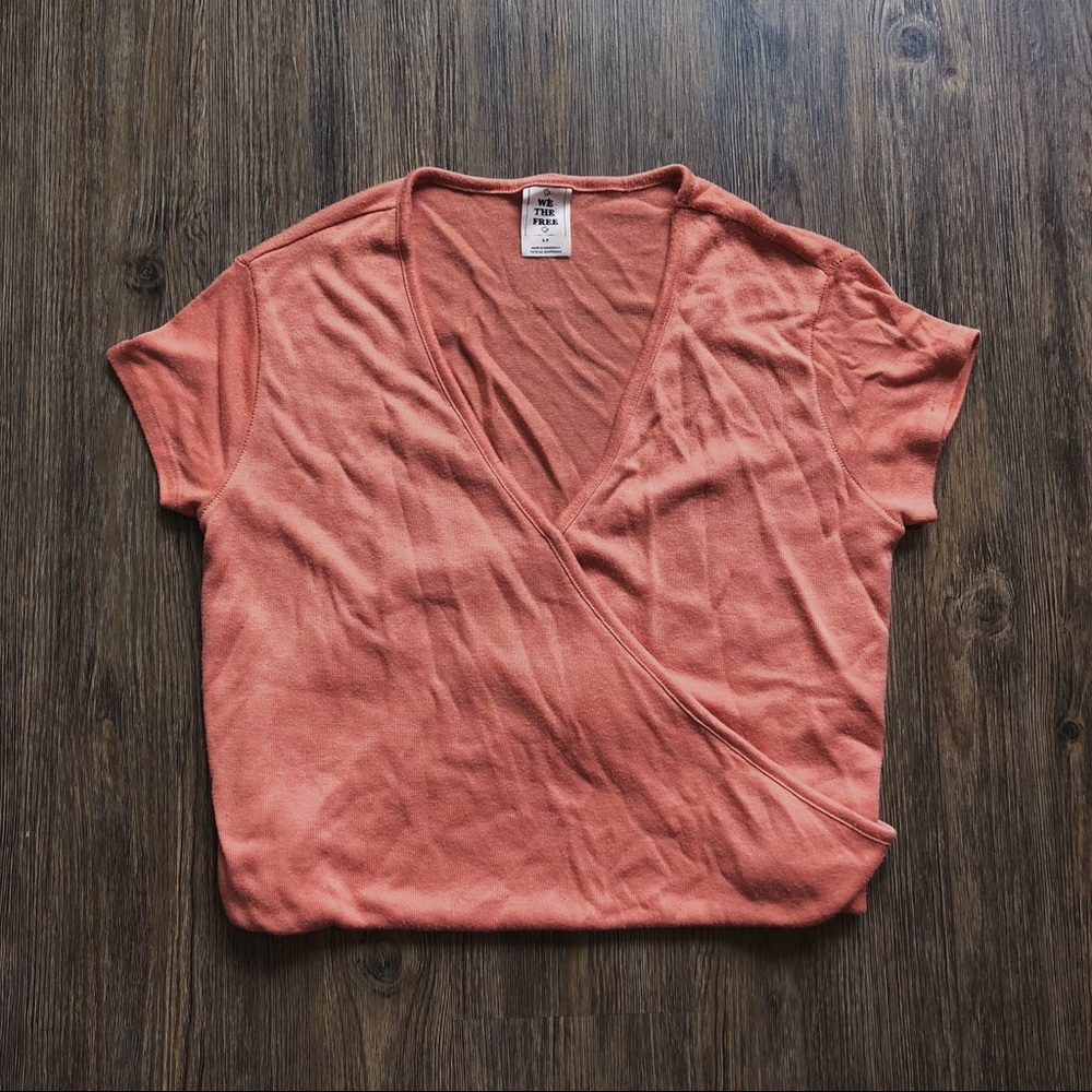 free people peach surplice top